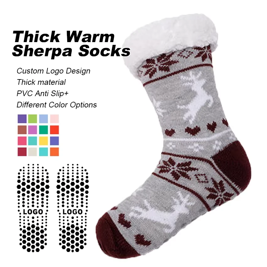 Fuzzy Indoor Ciepłe zimowe kapcie antypoślizgowe Sherpa Home Socks